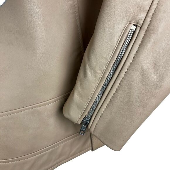 Each Other Paris soft sheep skin tan leather moto jacket size medium MSRP $795 - Picture 4 of 7